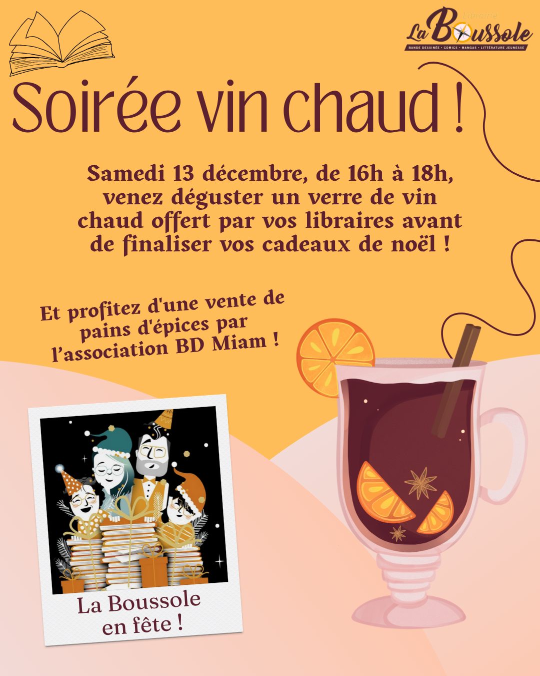 Dégustation de vin chaud et Vente de Pains d&rsquo;épices à La Boussole – 13 décembre 2025